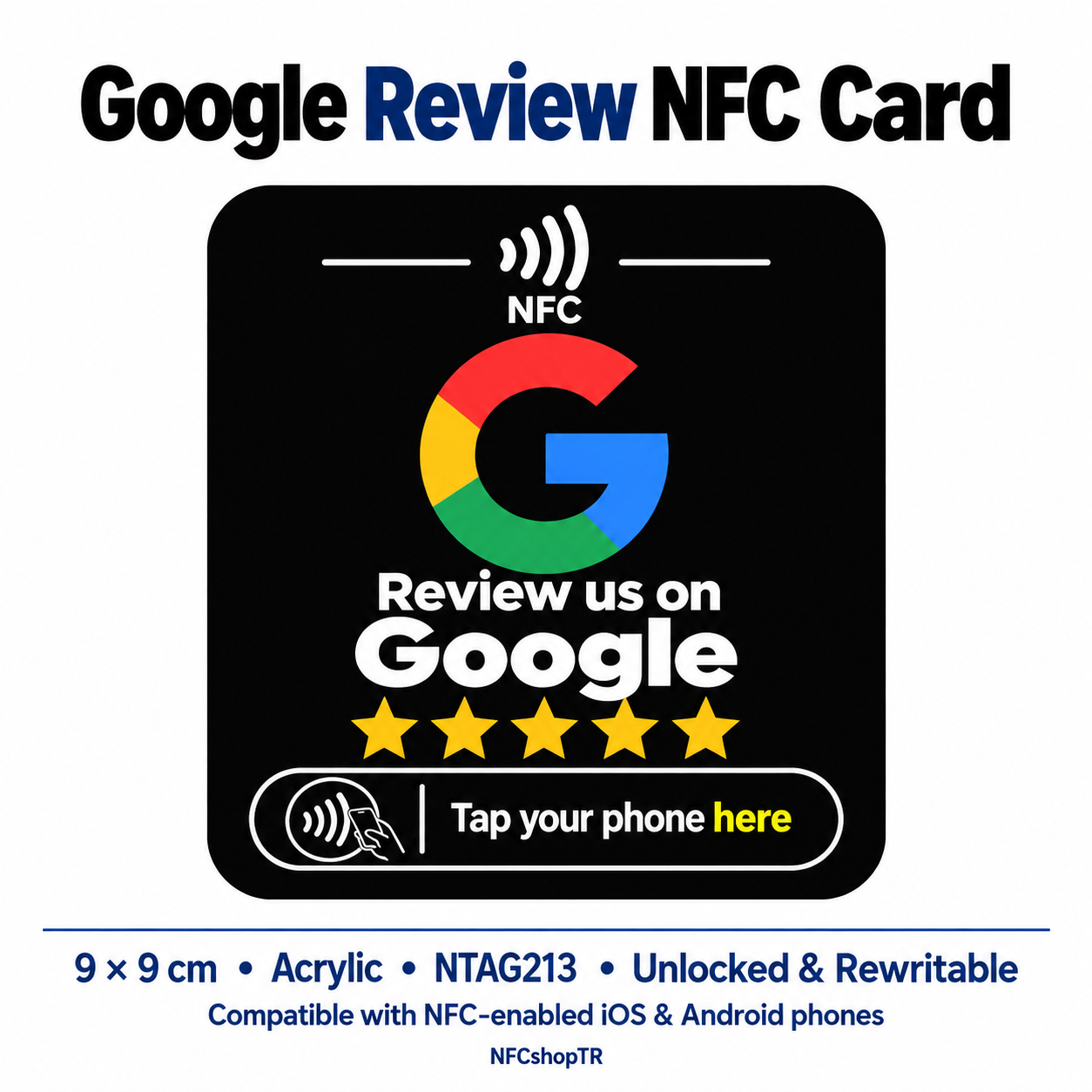 Black Google Review NFC Card — design 16