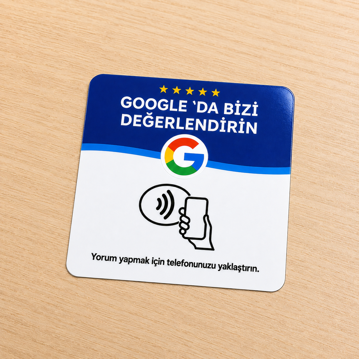 Google yorum ve sosyal medya NFC kartı örneği