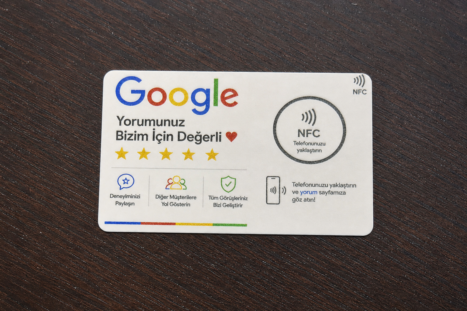 Google Yorumunuz Bizim İçin Değerli NFC Kartı