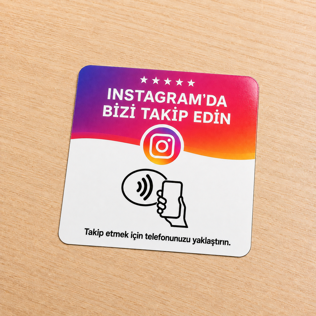 Kendinden Yapışkanlı Instagram NFC Takip Kartı 9×9 cm