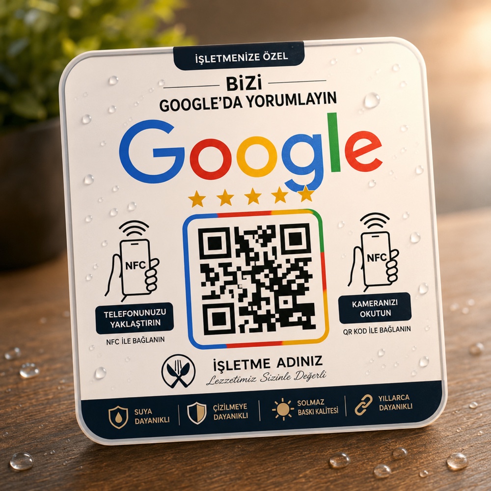 Dik NFC ve QR masa kartı