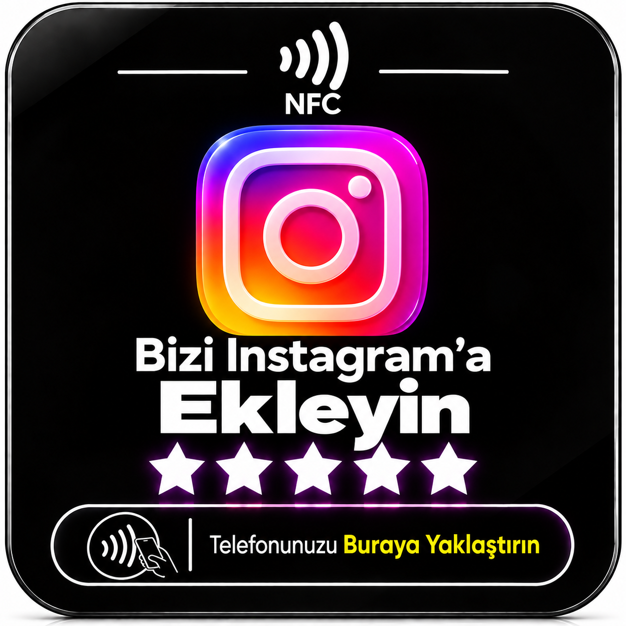 Siyah Instagram NFC Profil Kartı 10×10 cm