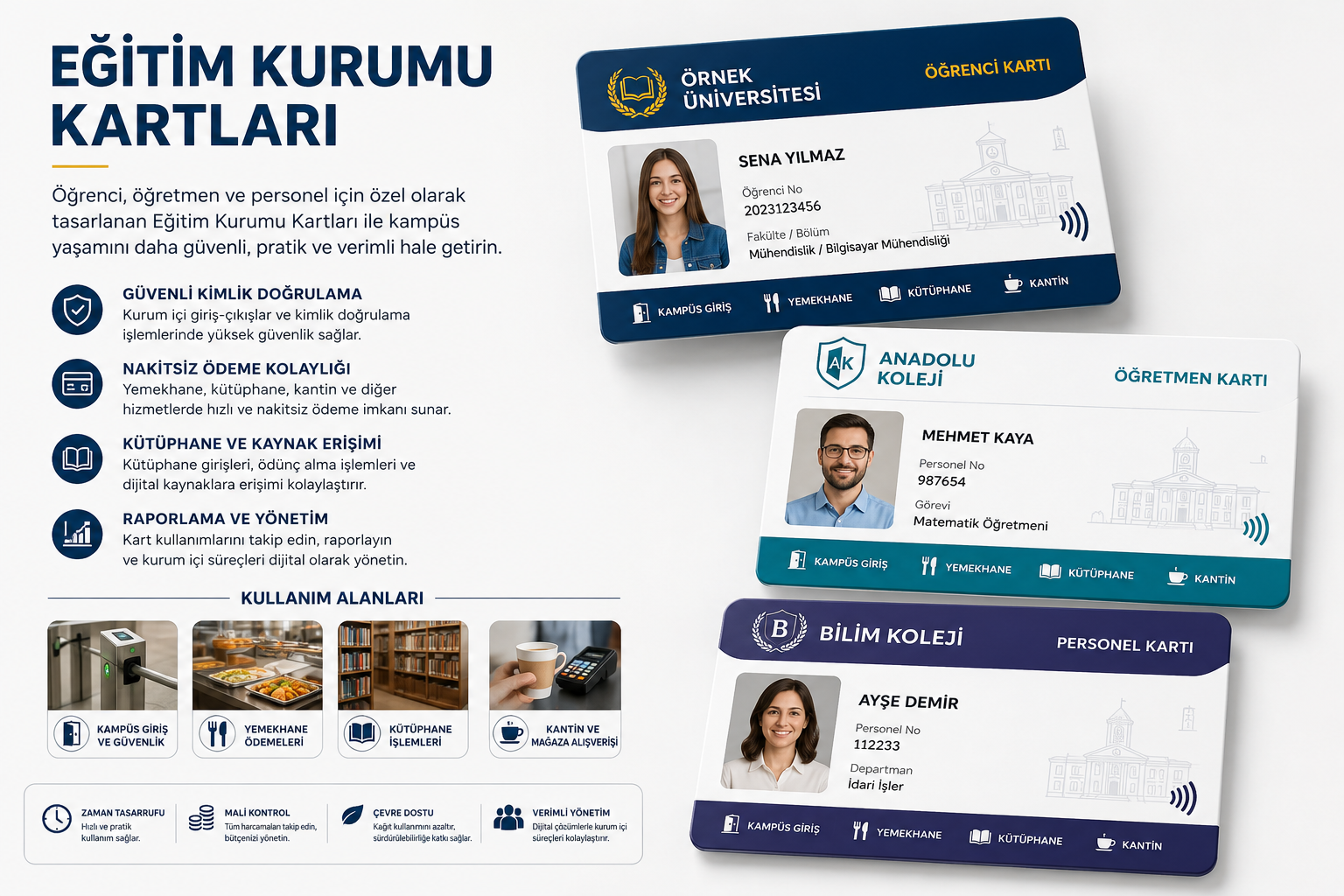 Okul öğrenci plastik kimlik kartı